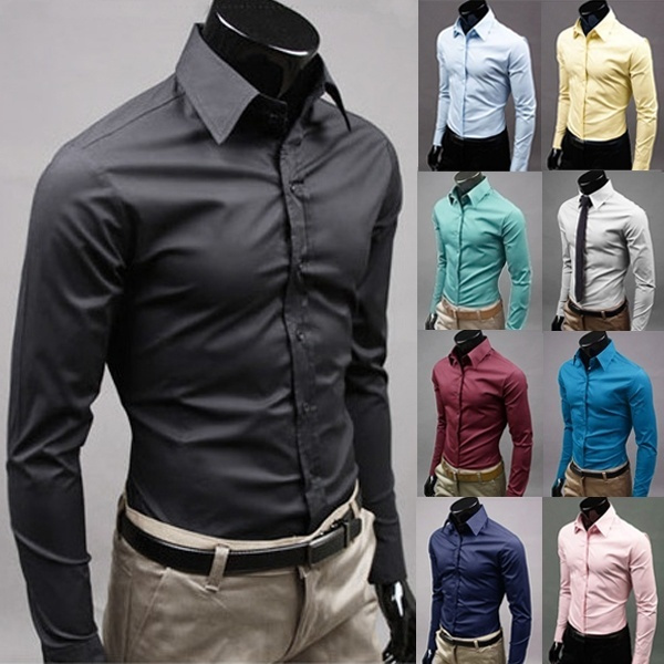 20 Colors Men Fashion Long Sleeve Sim ...